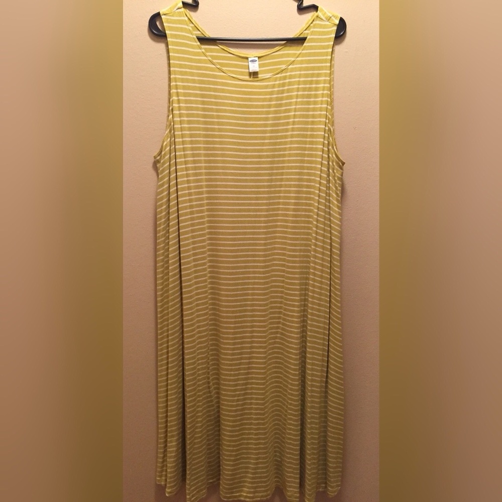 Green and white striped Old Navy sundress.